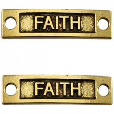 Bedel 2 ogen Faith Antiek goud 34x9 mm